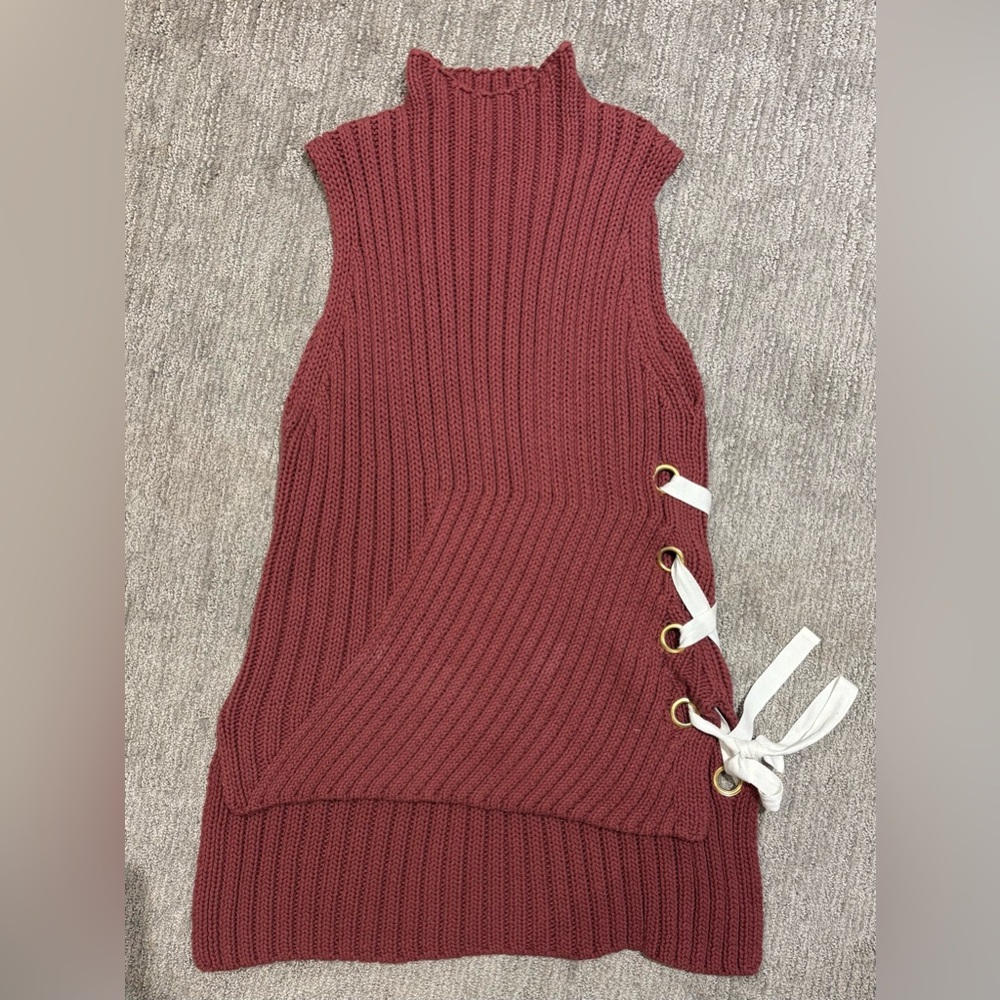 10 Crosby Derek Lam Burgundy Knit Top with White Ties